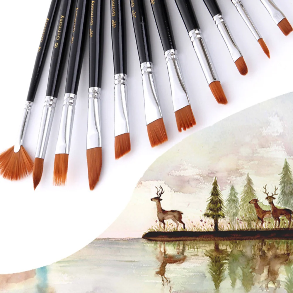 Нейлоновая кисть для рисования 12 шт. акриловая акварельная ручка товары