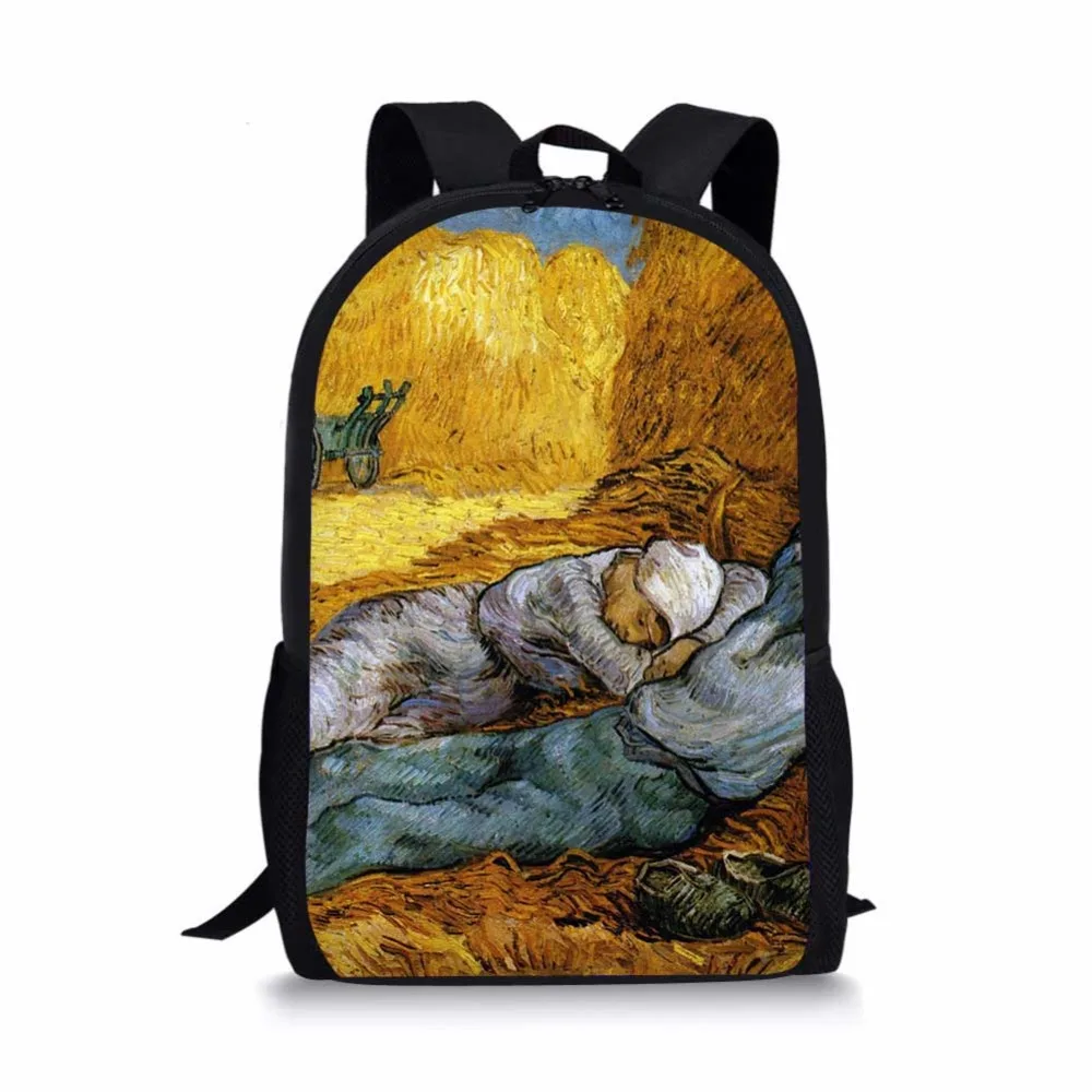 Мужские школьные ранцы с изображением картины Ван Гога для мальчиков и