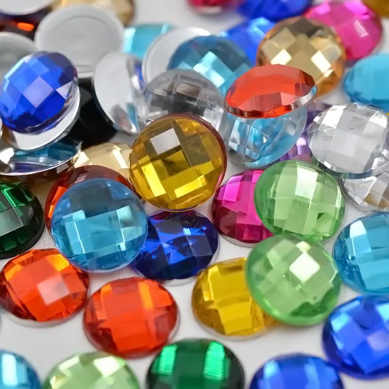 JUNAO 10mm Mix Color Crystal Rhinestones Acrylic Flat Back Gems Strass Applique Round Beads Non Sewing Stones for Crafts | Дом и сад