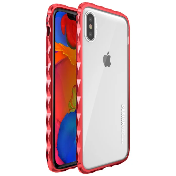 red LUPHIE 2 в 1 чехол для Apple iPhone X чехол Роскошный Алюминиевый металлический бампер+ прозрачный акриловый чехол набор чехол для телефона s для iPhone X - Цвет: red