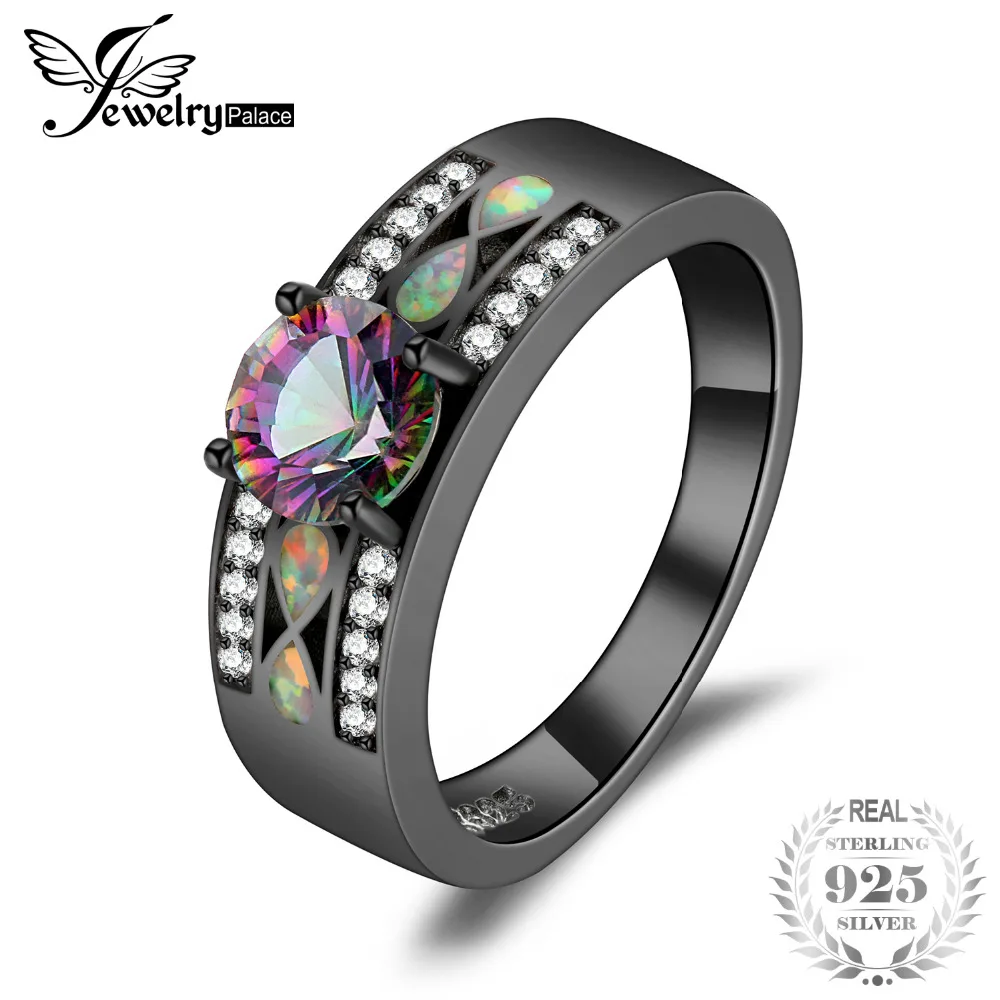 JewelryPalace модные мистик кварц создан опал кольцо 925 пробы серебро best подарок для