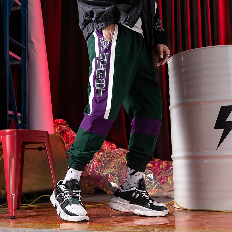 Для мужчин Sweatpant Весенняя Новинка модные штаны человек джоггеры trend уличной зеленой полосой брюки мужские панталоны A151-898