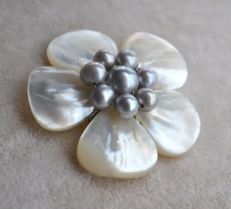 Элегантная Брошь В Виде Цветка для девочек Подарочная брошка серая с натуральным