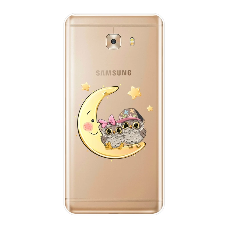 Чехол для Samsung Galaxy C5 C7 C8 мягкий силиконовый чехол-накладка C9 Pro сова луна сердце