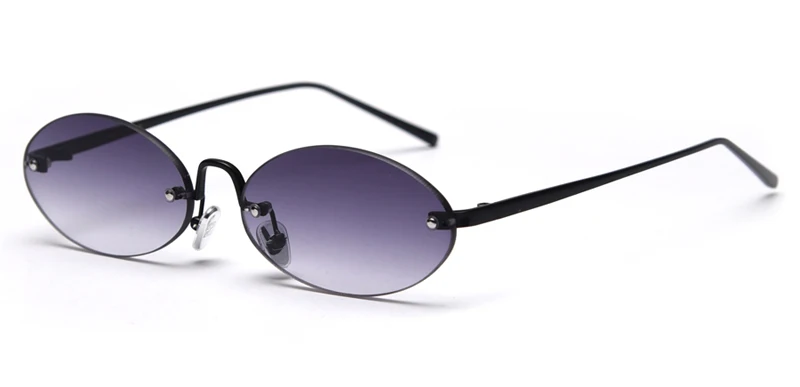 gradient black lens Kachawoo, ретро овальные солнцезащитные очки, женские, без оправы, металлический градиент, черные, красные, без оправы, солнцезащитные очки, мужские, подарок на день рождения, лето - Цвет линз: gradient black lens
