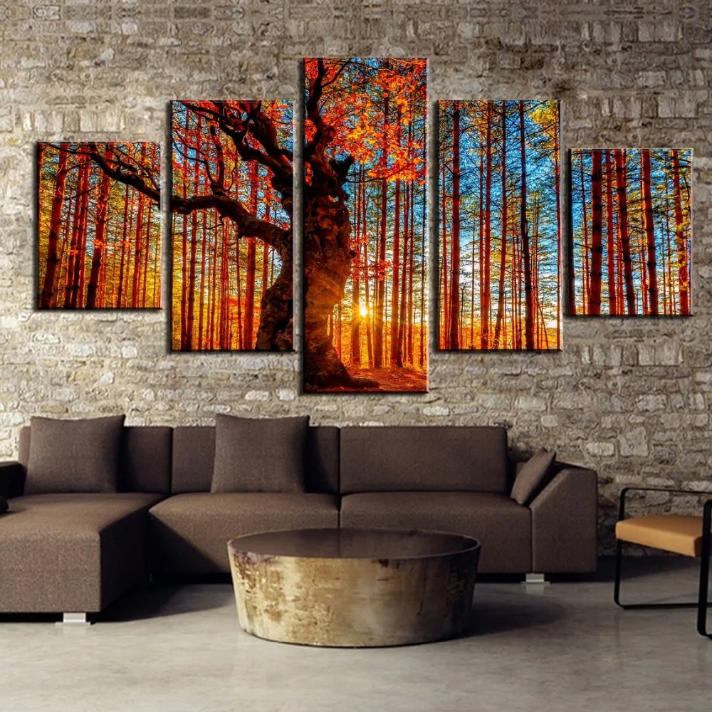 

Pieces HD Printed Beautiful Autumn Trees Painting Framed Canvas Wall Art Picture Home Decoration Living Room Canvas Painting