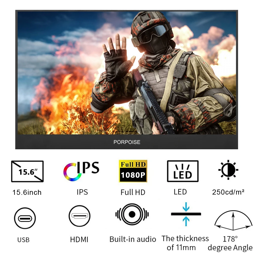 Новый 15 6 дюймовый портативный компьютерный монитор ПК HDMI PS3 PS4 Xbo x360 1080P IPS ЖК