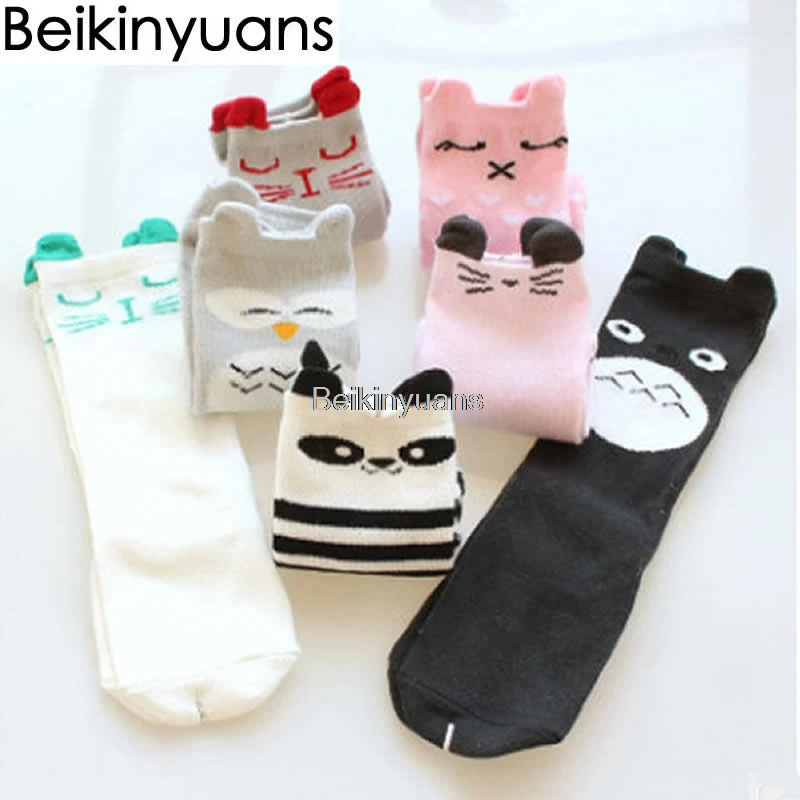 Новинка 2019 гетры до колен Детские хлопковые чулки с мультяшным рисунком для