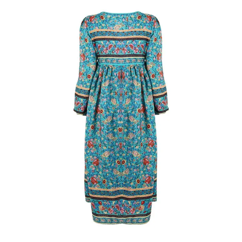 2020 Новое Женское платье с цветочным принтом длинным рукавом женское сексуальное