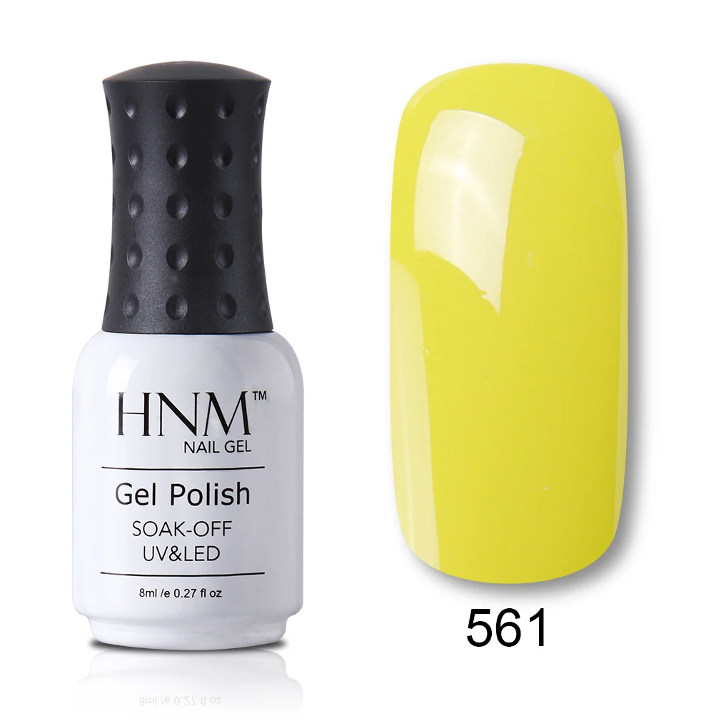 yellow 561 HNM 8 мл синий красный розовый зеленый желтый цвет уф гель лак для ногтей светодиодный светильник полупостоянный лак Hybird основа топ праймер маникюр - Цвет: yellow 561