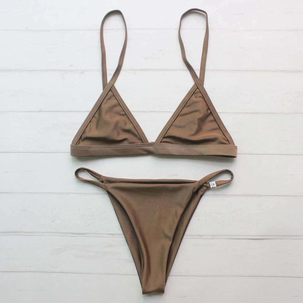 XL Плюс большой размер комплект бикини сексуальный купальник женский однотонный