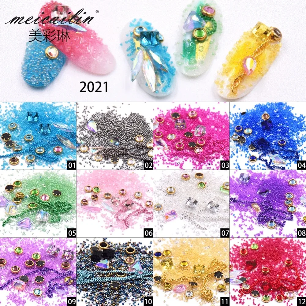 1 Box Mixed Colorful Acrylic Rhinestones Alloy Metal Frame Chains DIY Nails Decor Manicure Diamonds 3D Nail Art Decorations | Красота и