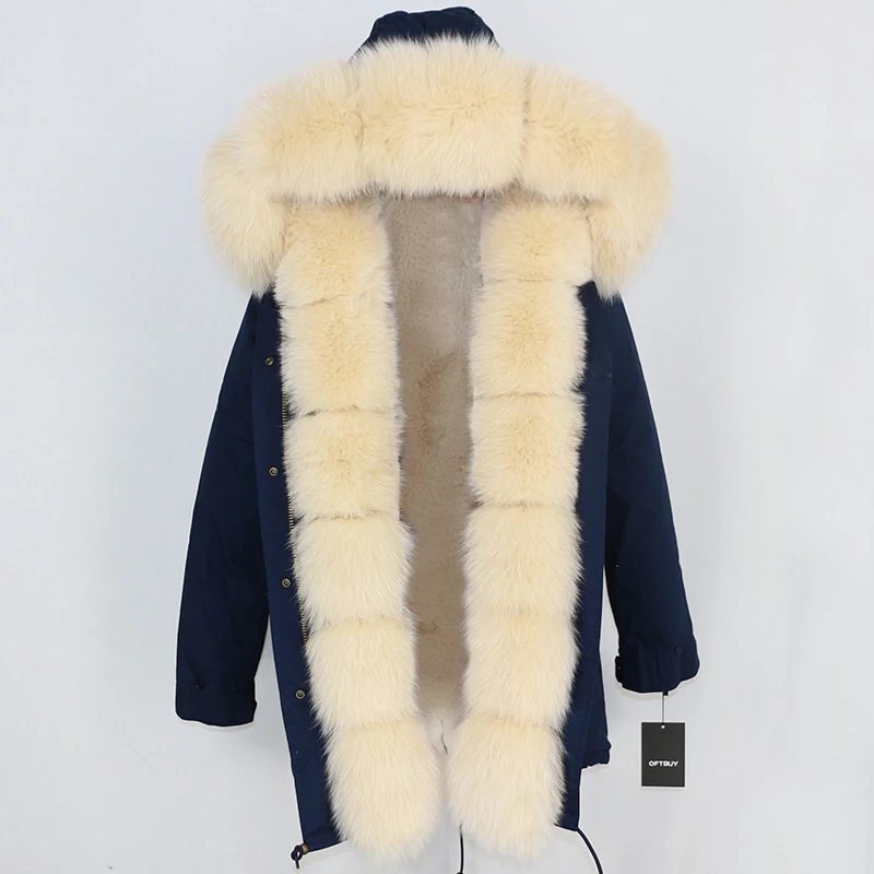 OFTBUY длинная парка, пальто с натуральным мехом, зимняя куртка для женщин, Воротник из натурального Лисьего меха, Толстая теплая брендовая Роскошная Съемная уличная одежда