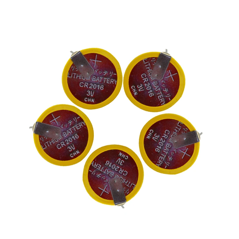 10 шт./лот CR2016 3V 75mAh 2 штифта Сварка припоя кнопки сотовые батареи вкладки