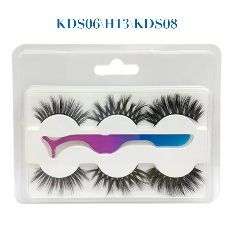 KDS06-08 H13 Buzzme H style 3D Искусственные норковые ресницы синтетические ресницы с пинцетом натуральные ресницы популярные реснички макияж - Цвет: KDS06-08 H13