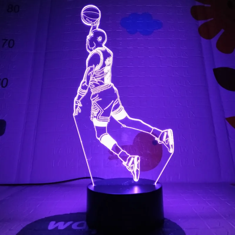 Настольная лампа Air Jordan Slam Dunk 3D иллюзия USB детский Ночной светильник в подарок прикроватный AJ светодиодный ночной Светильник Майкл Джордан аксессуары