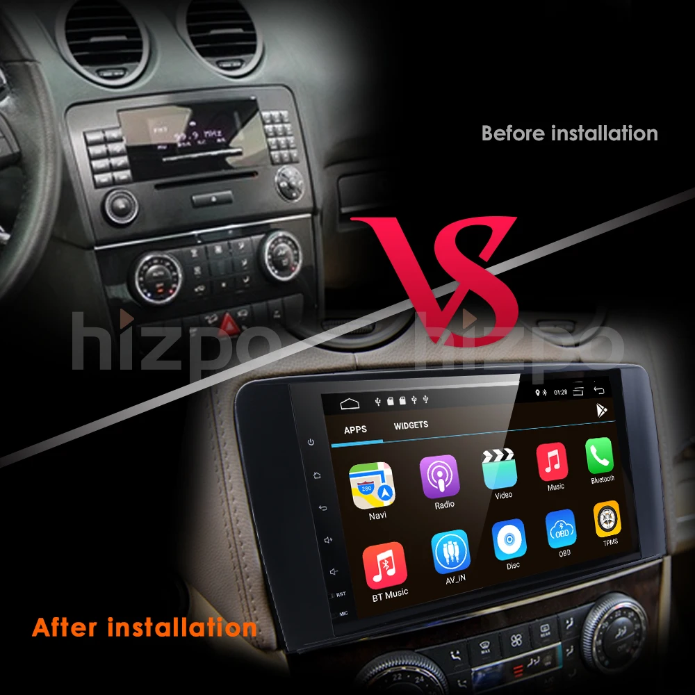 Оптовая продажа! 2Din 9 дюймов Android9.0 автомобильный NO DVD плеер для Mercedes/Benz/ML/GL CLASS W164