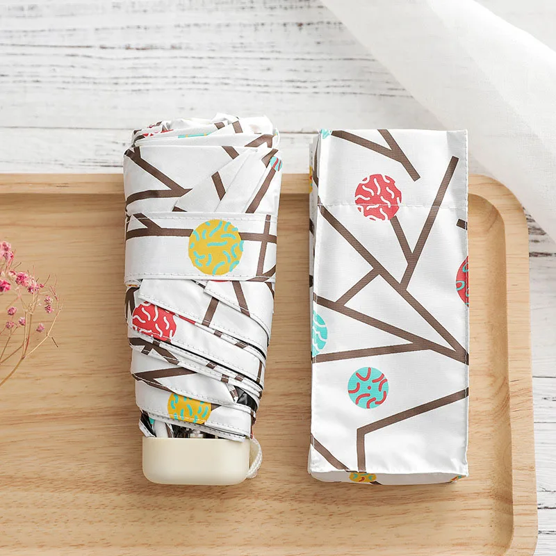 Curd Ультра-светильник, плоский мини-карманный зонт, складной черный резиновый Зонт с защитой от ультрафиолетового излучения, Пятикратный зонт - Цвет: Curd