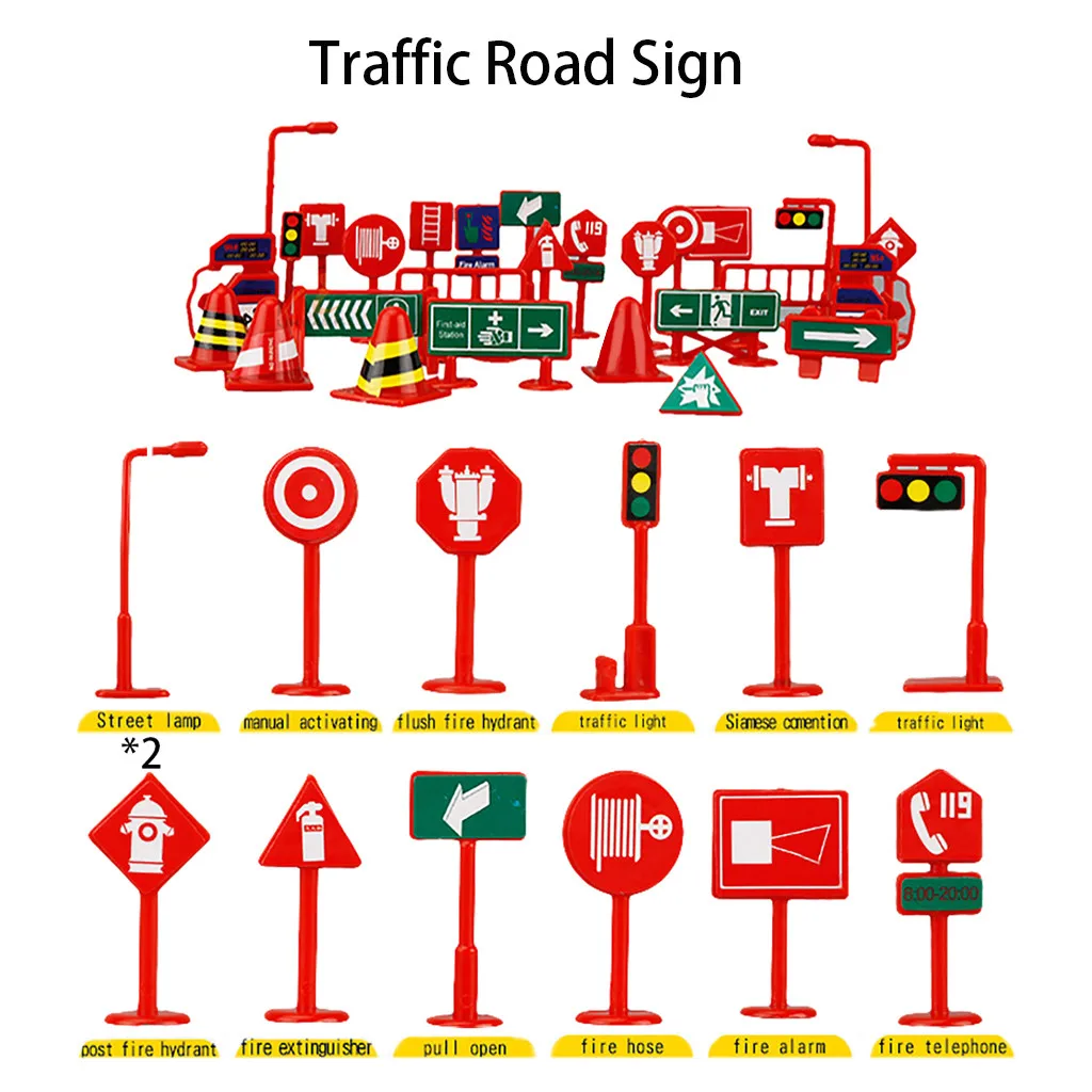 

28 pcs/set DIY Model Scene Toy Road Sign Roadblock Traffic Sign Educational Toy Gifts For Kids free shipping wholesale 50