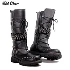 2020 панк Сапоги выше колена мужские армейские ботинки Мужские высокие водонепроницаемые сапоги из натуральной коровьей кожи; сапоги-казаки; мотоциклетные сапоги