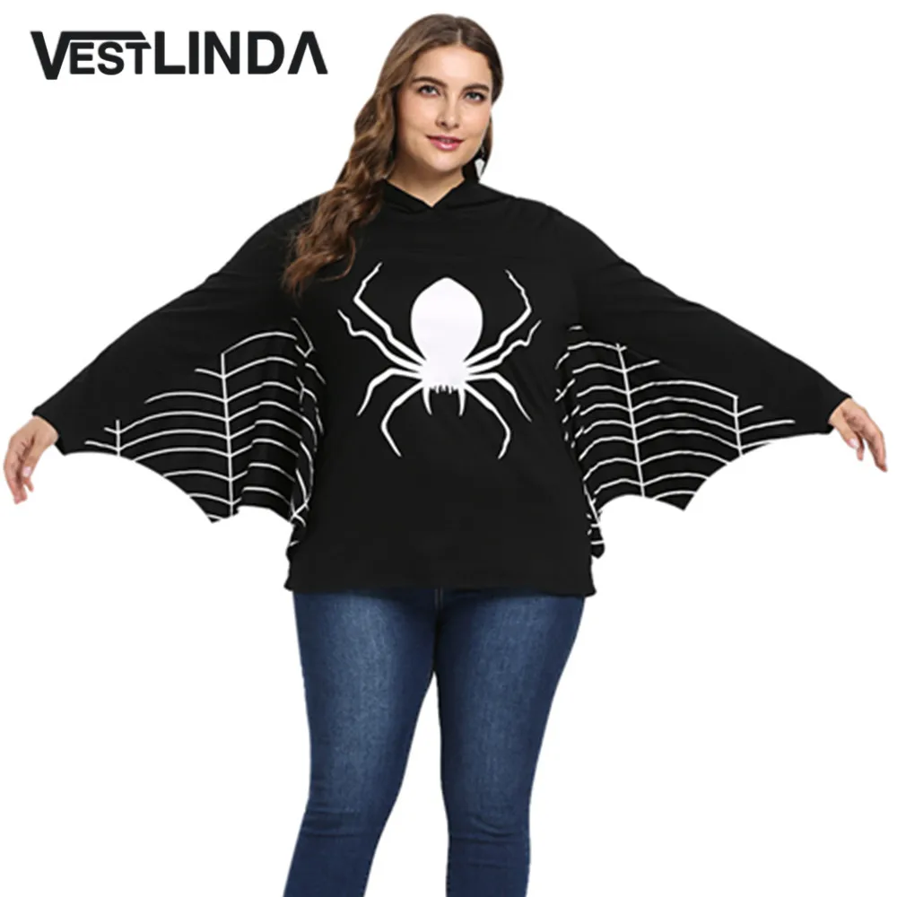 Женские толстовки на Хэллоуин VESTLINDA черная толстовка с капюшоном и рукавом
