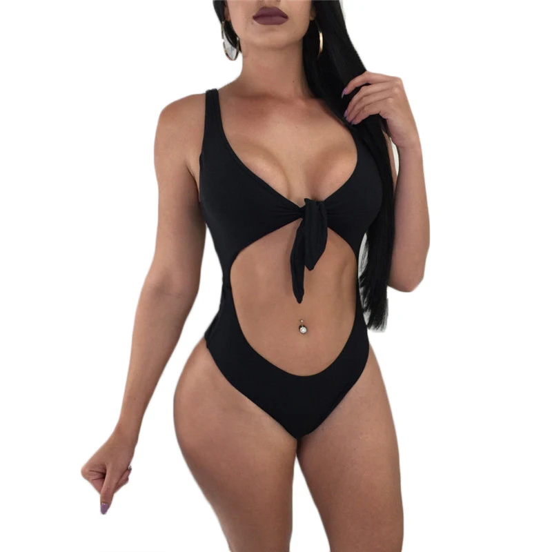2018 Women Swimsuit One Pieces Swim Wear Female Push Up padded monokinis bandage backless Hollow sexy solid Beach Bather Summer | Спорт и
