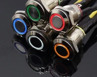 12mm self recovery with led 3v 5v 12v 24v 220v metal momentary switch button auto reset waterproof illuminated