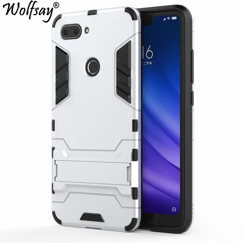 Чехол Wolfsay для Xiaomi Mi 8 Lite тонкий ПК + мягкая резиновая броня чехол телефона Fundas Mi8x |