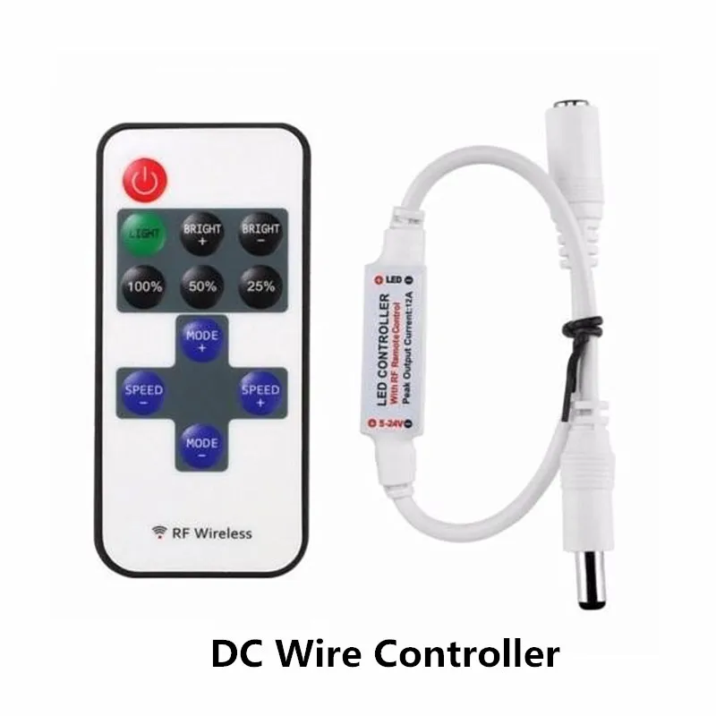 DC5 24V мини одноцветный светодиодный диммер с 11key беспроводным радиочастотным