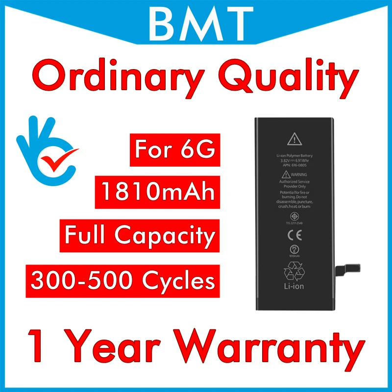 BMT Оригинал 10 шт./лот обычное качество 0 нулевой цикл батарея для iPhone 6 4 7 6G Запасные