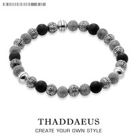 bracelets silver cross beads obsidian 925 sterling silver for men trendy gift europe style heart rebel masculine bracelets