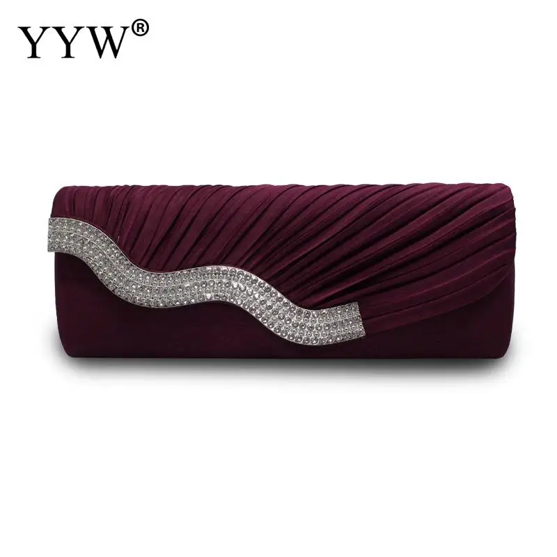 Женский клатч с цепочкой бордовые Стразы Длинный кошелек для свадьбы 2019|Вечерние