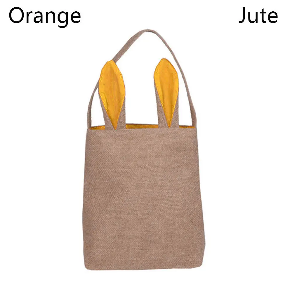 Yellow Orange 1 шт. джутовые мешочки из мешковины, пасхальные заячьи ушки, сумка для покупок, подарки, сумка, пасхальные заготовки, Домашняя вечеринка, праздник, Прямая поставка - Цвет: Yellow Orange