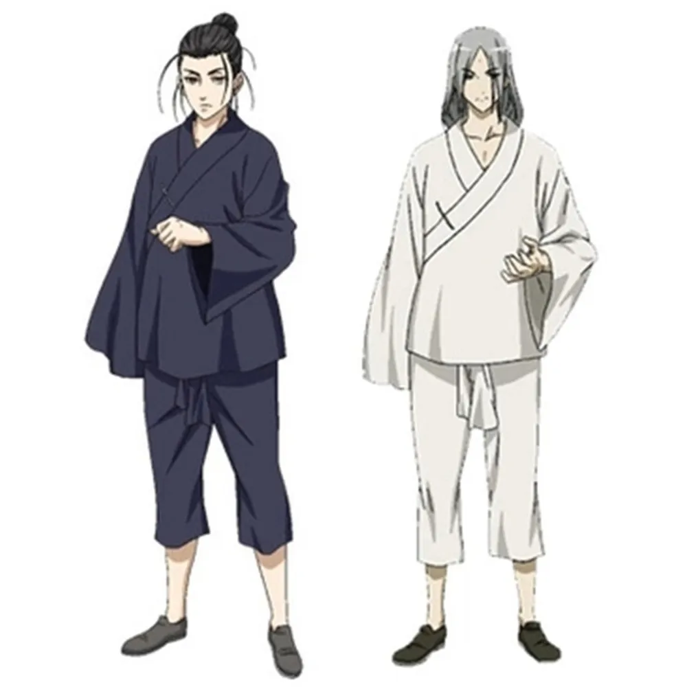 Японское кимоно для косплея аниме Outcast пижамы темно синего и белого цвета унисекс