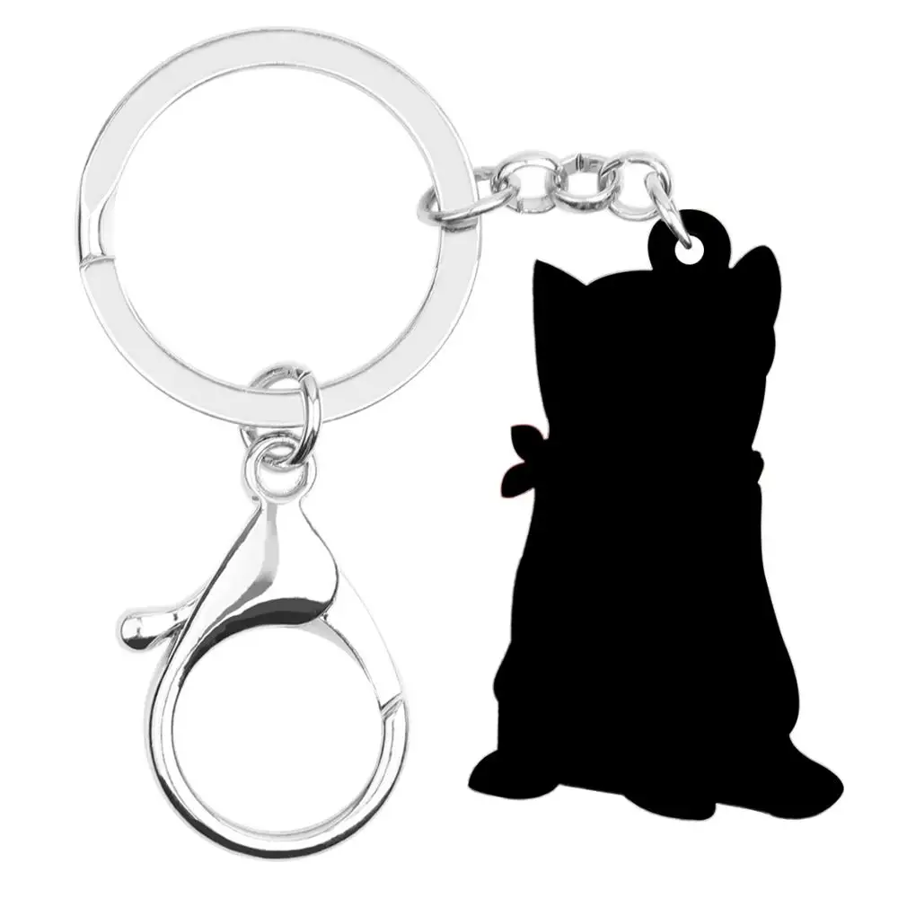 Бонсни Акриловый Красный Платок Кошка-Котенок Брелок Кольца Модный Дизайн Животное Домашнее Ювелирные Изделия Для Женщин Девочек Обаяния Много Украшения.