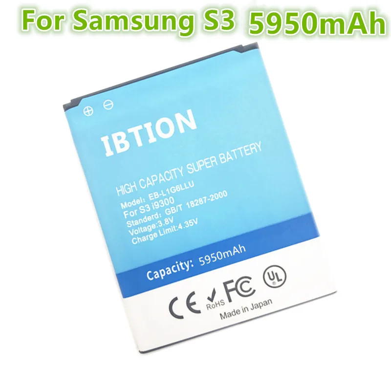 Ibtion EB L1G6LLU 5950 ма ч для samsung Galaxy S3 Батарея i9300i i9308 i9305 i9082 i9080 i9060 i9182 I9128E S III i9300
