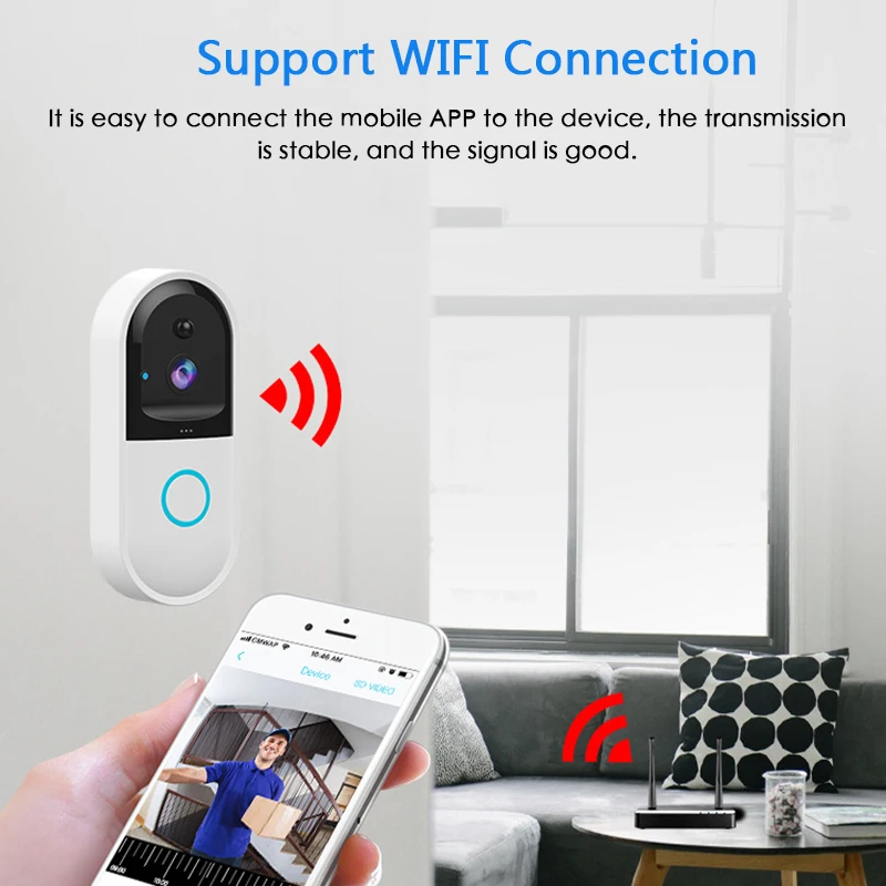 Дверная камера беспроводной дверной звонок камера беспроводной WiFi домофон видео дверной звонок камера набор дверной Звонок камера Wifi видео ночное видение