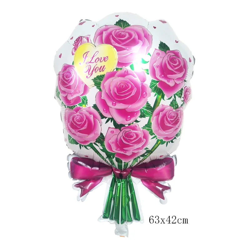 1pcs rose red Свадебные праздничные украшения: воздушные шары, красная роза, букет из фольги I love you, воздушные шары на День святого Валентина, товары для девочек - Цвет: 1pcs rose red