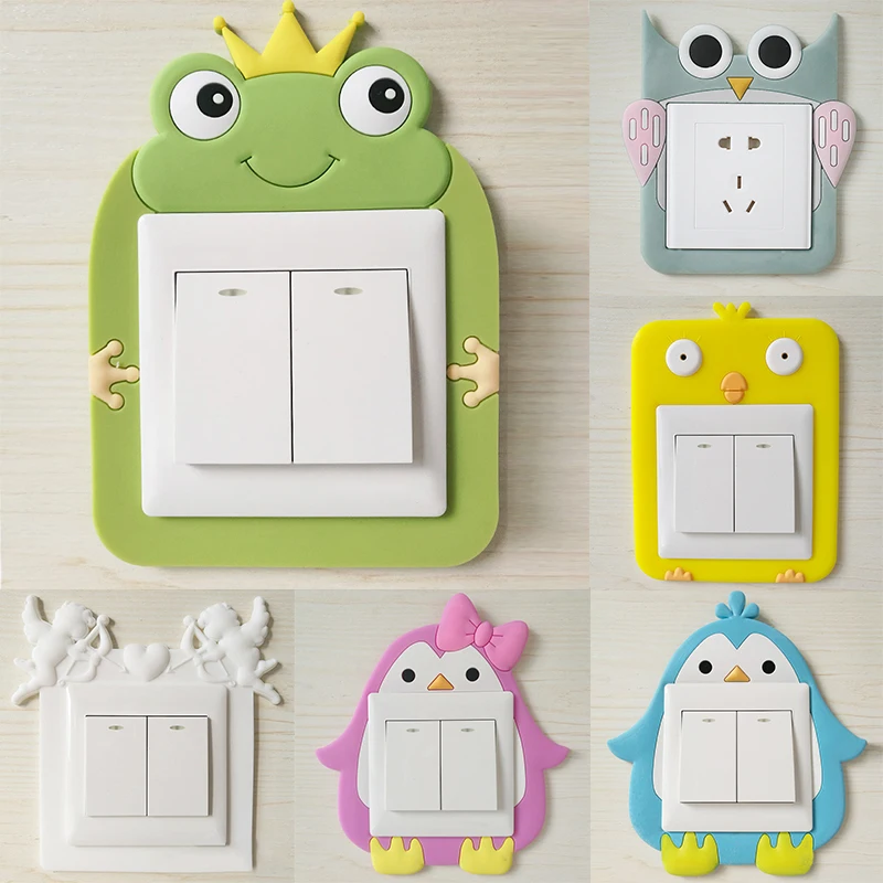 1 шт., водонепроницаемые силиконовые наклейки для украшения дома, наклейки для розетки, светящиеся креативные Мультяшные наклейки, милые
