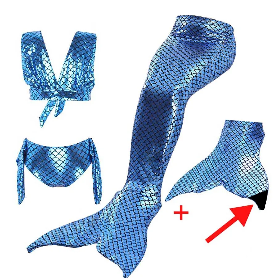 Комплект из 4 предметов хвосты русалки для девочек купальный костюм с