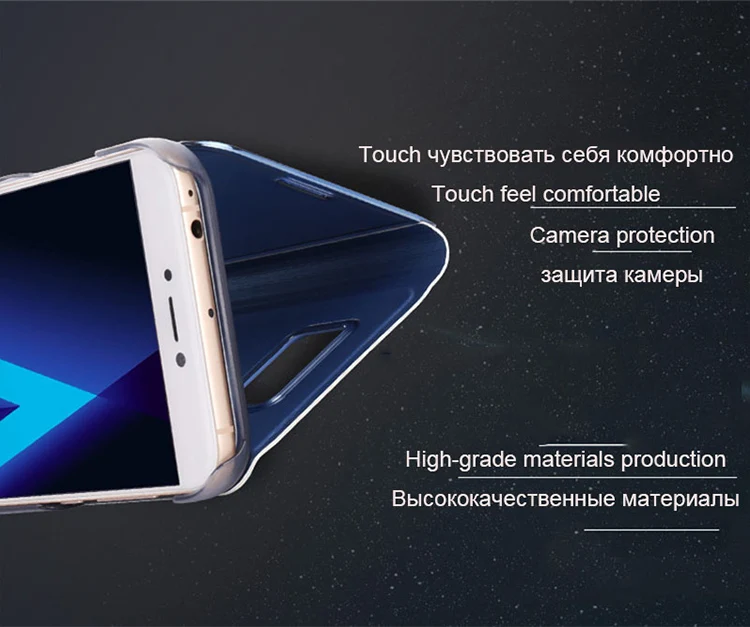 Умный кожаный откидной зеркальный чехол с подставкой для huawei mate 8 9 10 Pro Lite P8 P9 P10 Plus для iPhone X 7 8 6 6s Plus прозрачное окно обзора