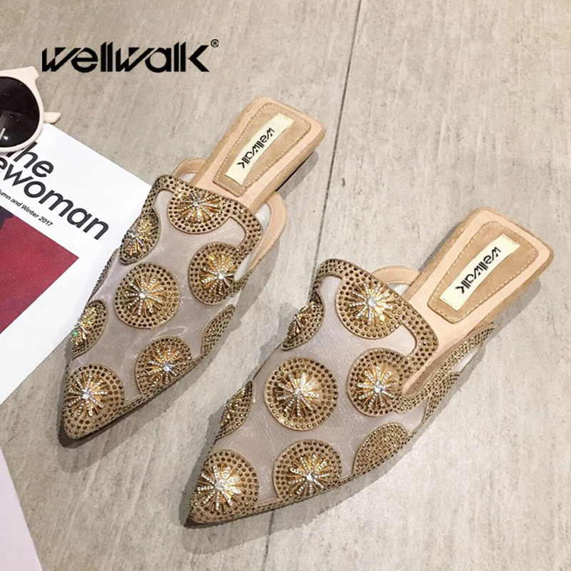 Wellwalk/Весенняя женская обувь летняя на плоской подошве женские слипоны с острым