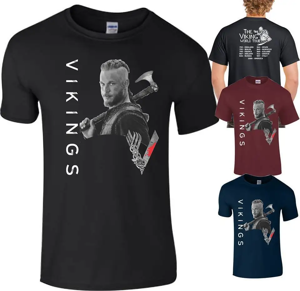 Футболка Vikings с рисунком Рагнара лотброк Лагерта Ролло Флоки топ для мужчин и