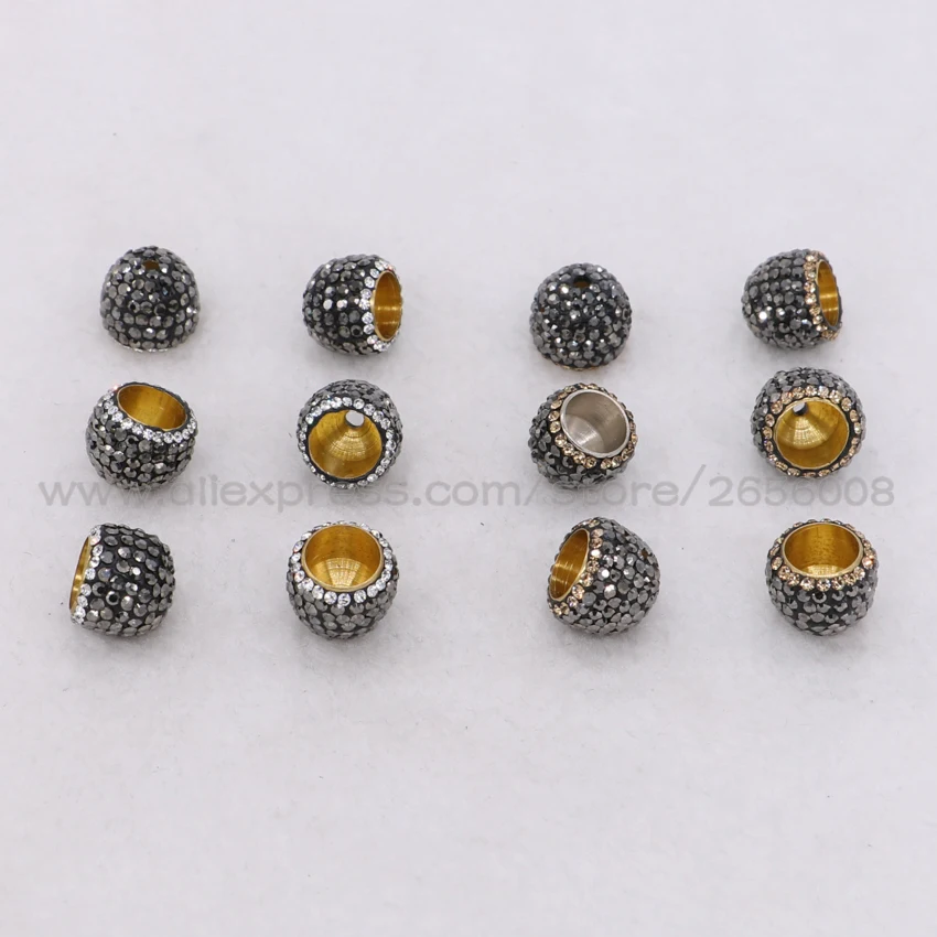 Оптовая продажа 30 шт. бахрома шапочки бусины круглой формы ПАВЕ черные cz