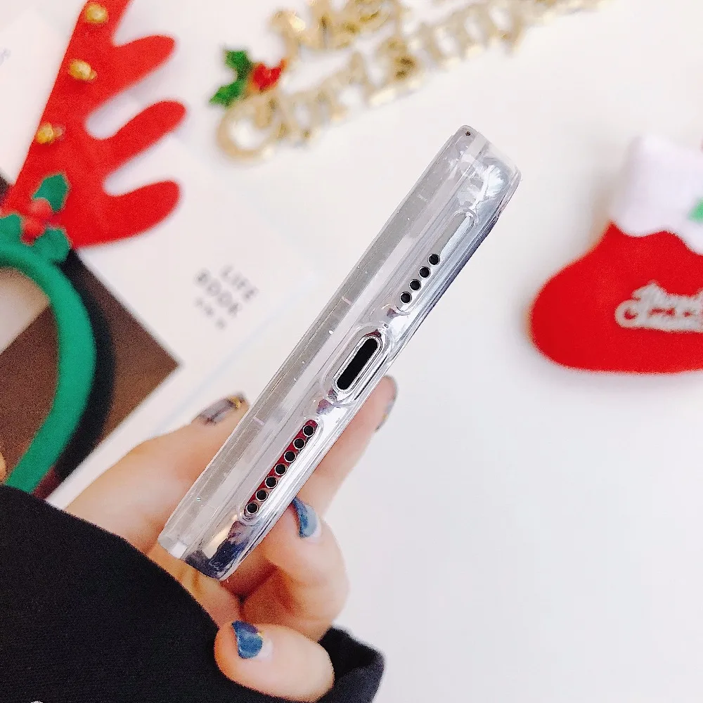 Рождественский подарок чехол для iPhone 6 6S силиконовый Блестящий со стразами и
