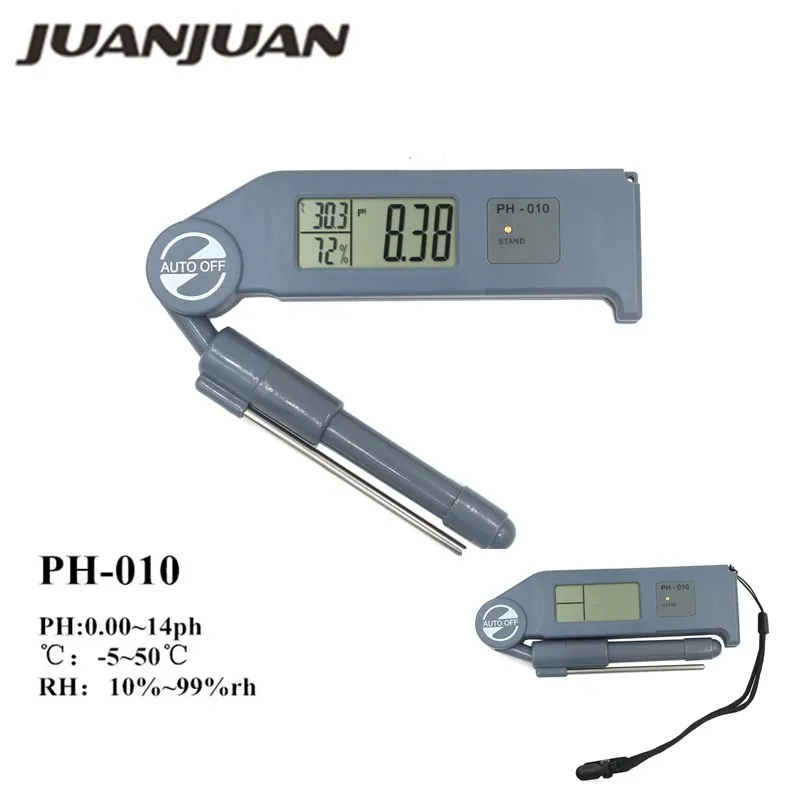 

PH-010 Folding Humidity PH Meter three in one RH/Temp/PH portable automatic temperature swimming pool Humidity test pen 30%off