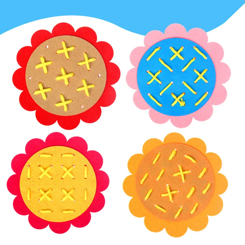 Носить шнурки Threading детский сад ручной Diy ткань Развивающие Игрушки для раннего