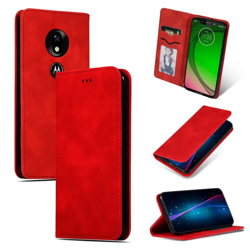 Кожаный чехол-бумажник G7plus G7play для Motorola Moto G7 Plus механизм EU US держатель карт на магнитах подставка обложка для книг Coque