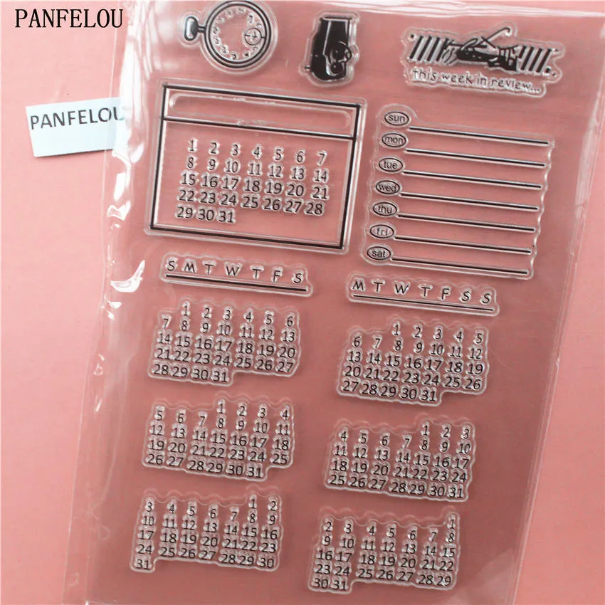 Цифровой календарь PANFELOU прозрачный силиконовый штамп/печать сделай сам