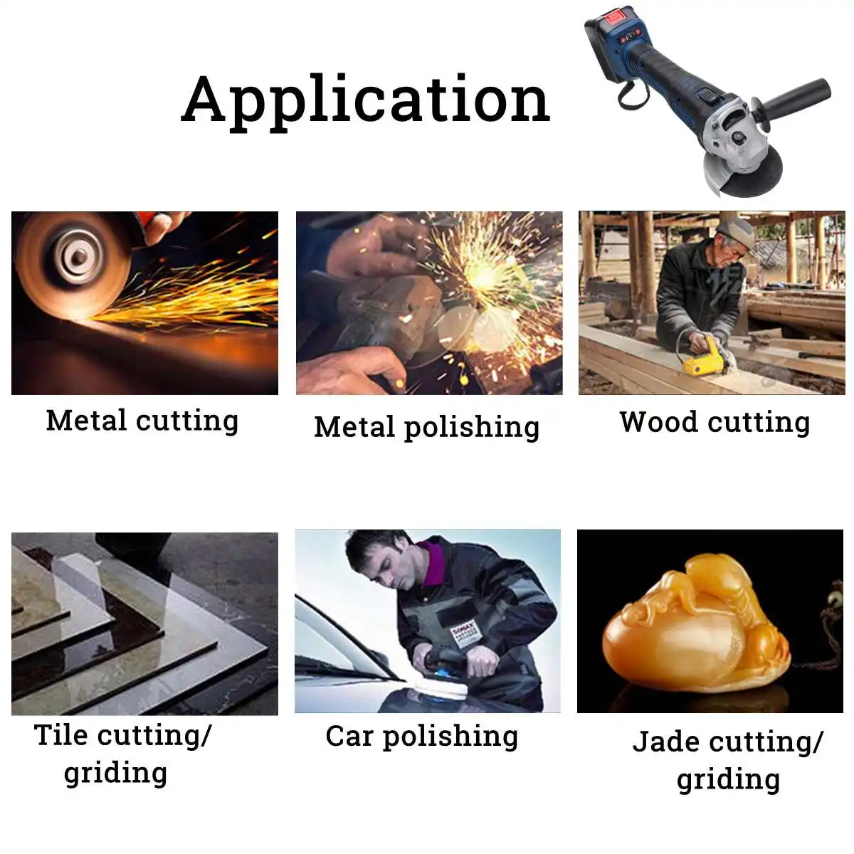 

Rechargeable Cordless Brushless Electric 218VF 29800mAh Angle Grinder with 5pcs Polishing Ginding Cutting Disc for Woodworking